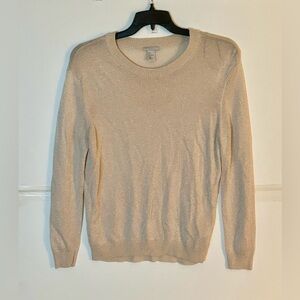 H&M Woman’s LS Cream Crew Neck Sweater with sparkly thread throughout